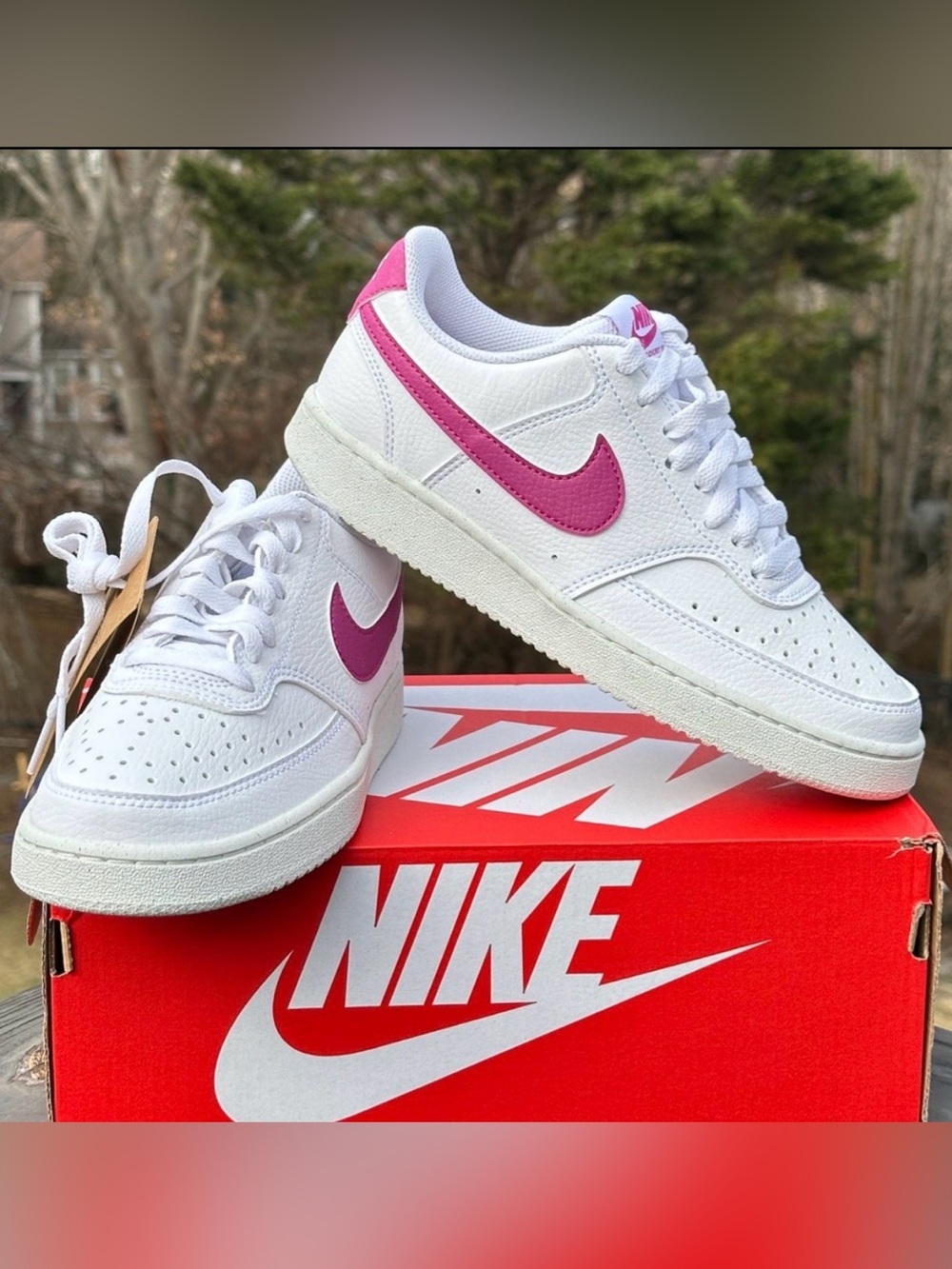 Nike Court Vision Low Womens 6 Youth 4.5Y White Sustainable Casual Sneaker NEW